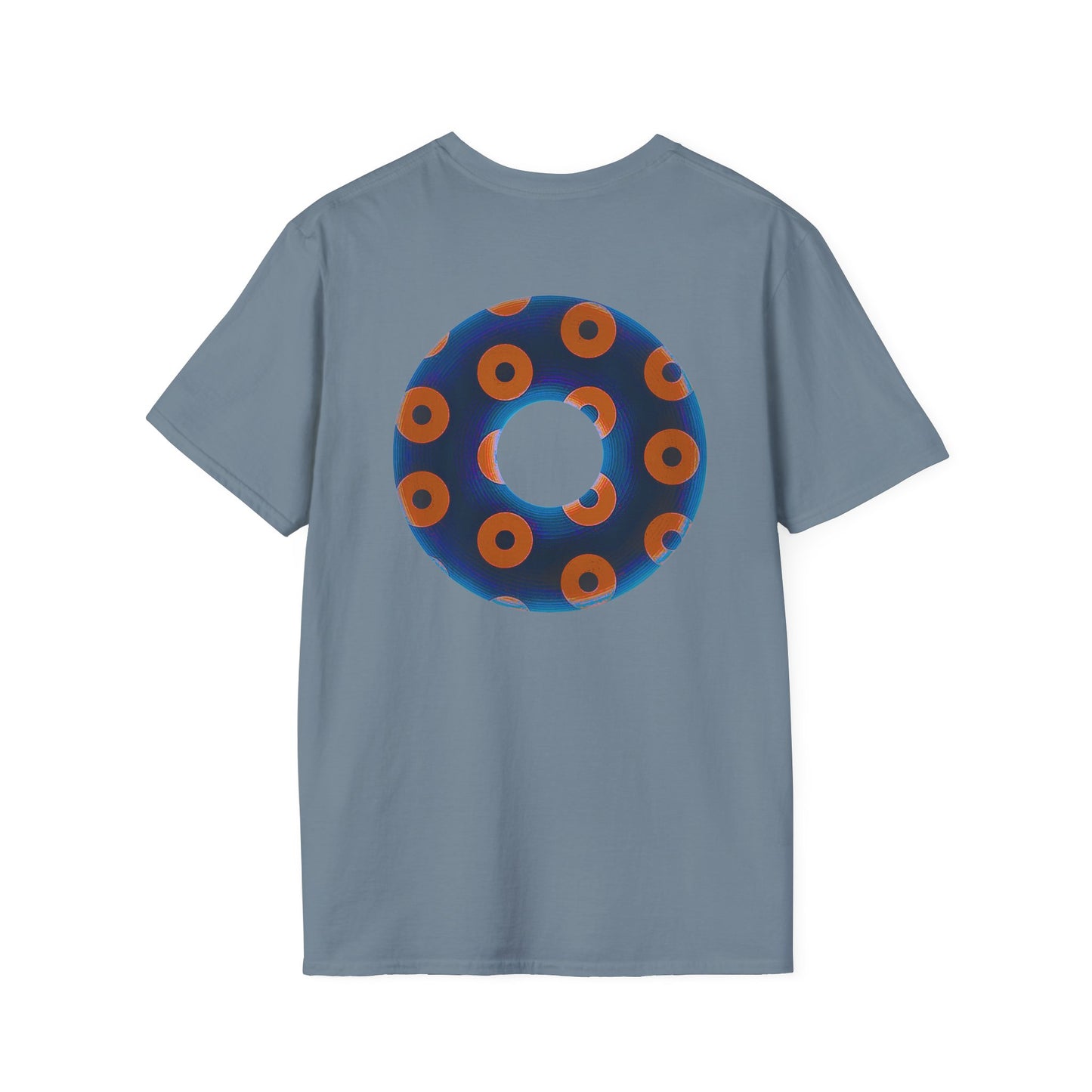 Plain Donuts/Unisex Soft-Style - "Plain Blimpy Paradoxical Donuts" - dark royal blue/orange donuts
