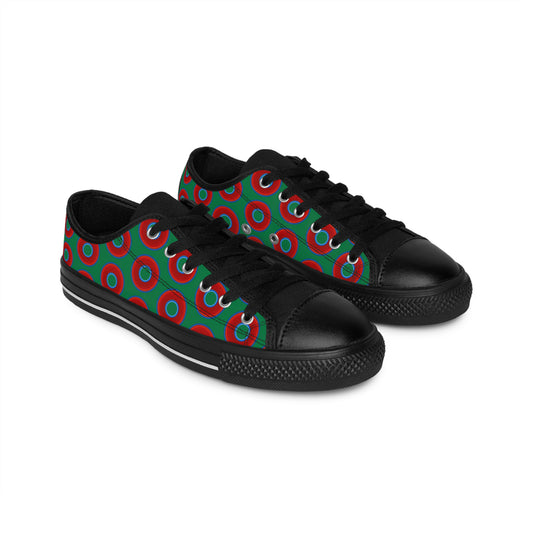 Men's Cushiony Convectors - Low Top - large red vivid donut print w/green background