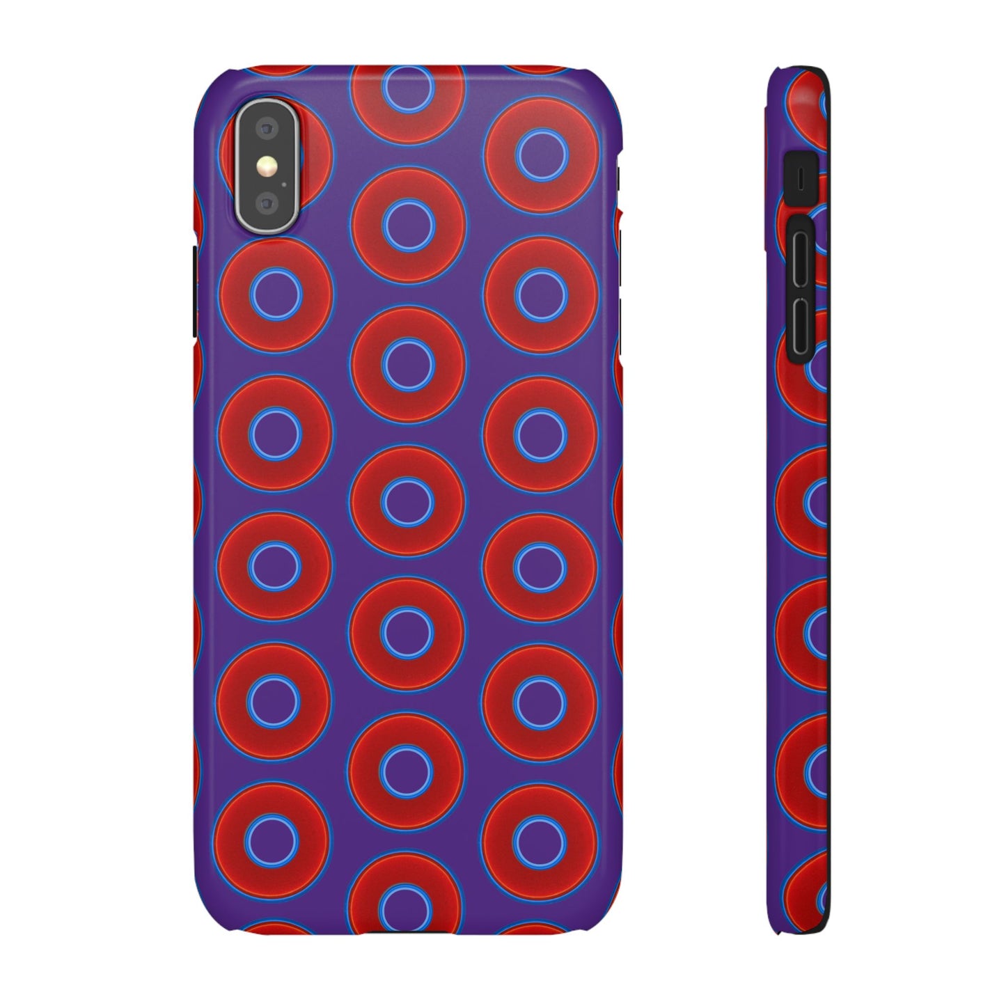 Lumpy Donut Snap Case - red vivid donut print w/dark purple background