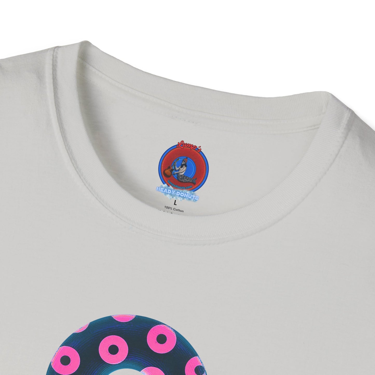 Copy of Plain Donuts/Unisex Soft-Style - "Plain Blimpy Paradoxical Donuts" - dark steel blue/vivid magenta donuts