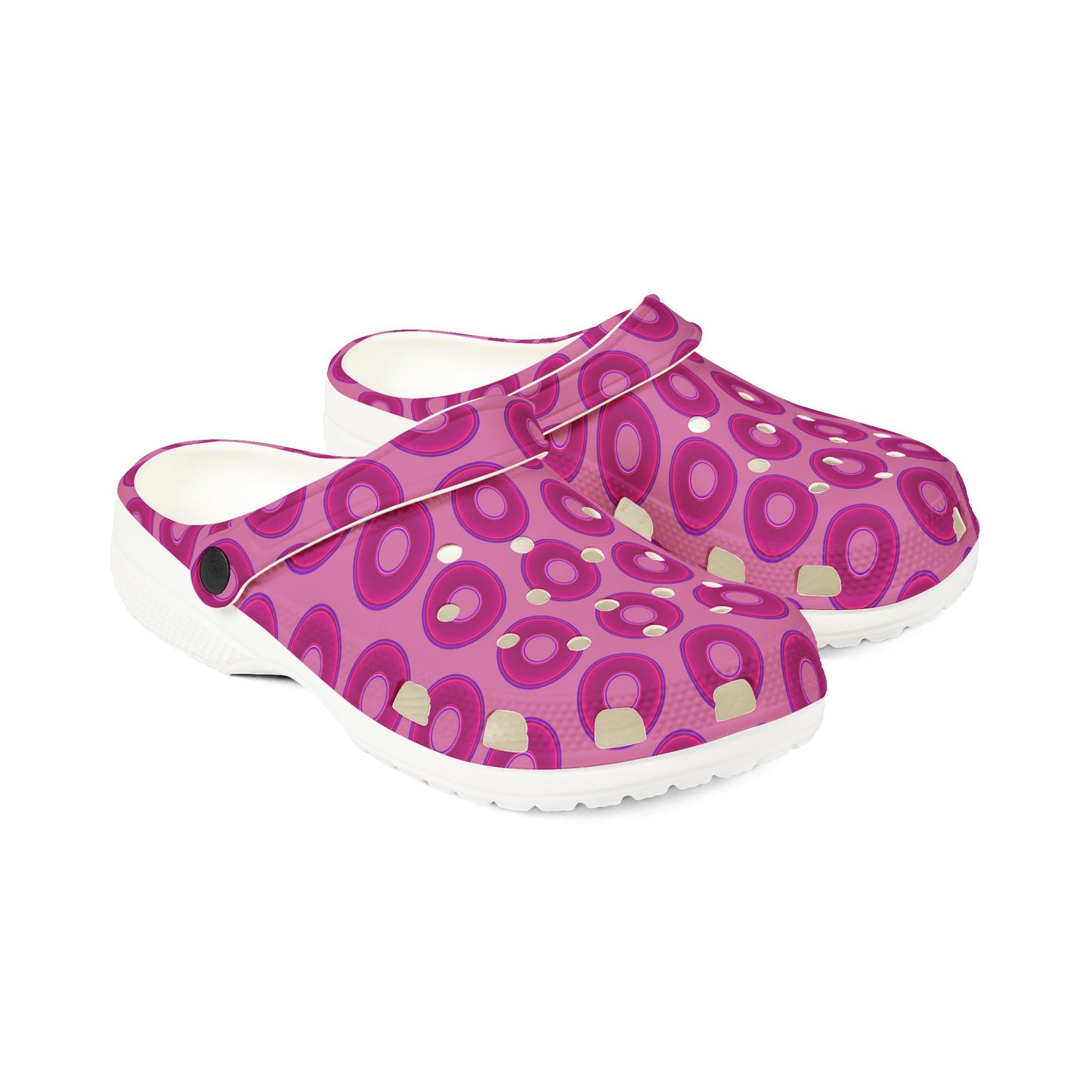 Spatchcocks - donut slip-on shoes - vivid magenta donuts w/pink background [unisex]
