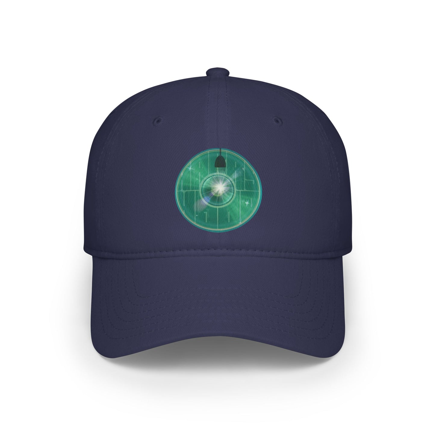 Lumpy Donut Baseball Cap - "Harry Hoodlum Donut Cap" - variant 3 - vivid green blue donut w/light & words