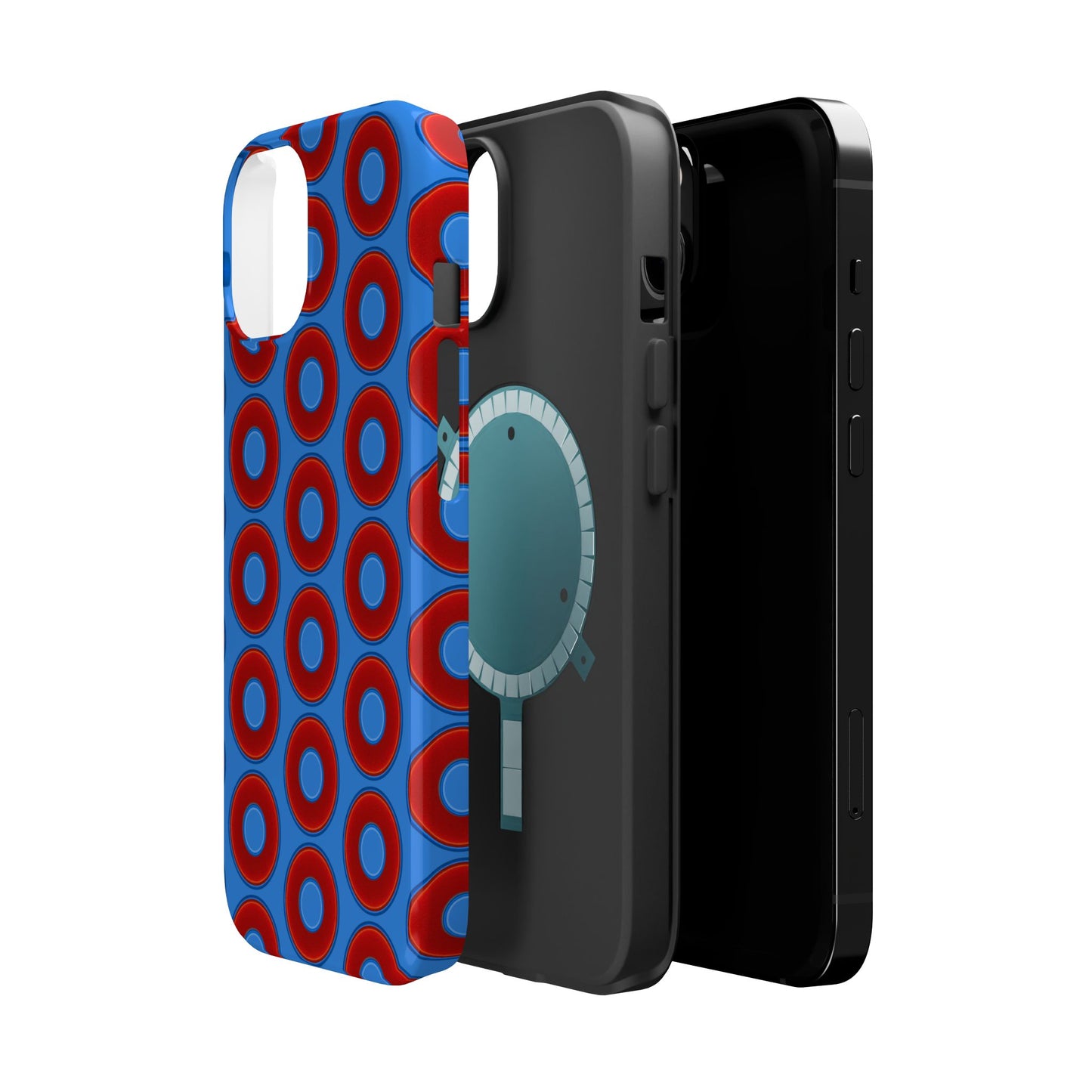 Magnetic Tough Donut Case - red vivid donut print w/light royal blue background