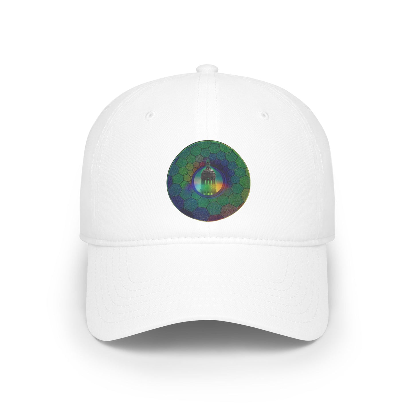 Lumpy Donut Baseball Cap - "Save Mondegreen City Hall" - variant 2 - green hexadonut w/