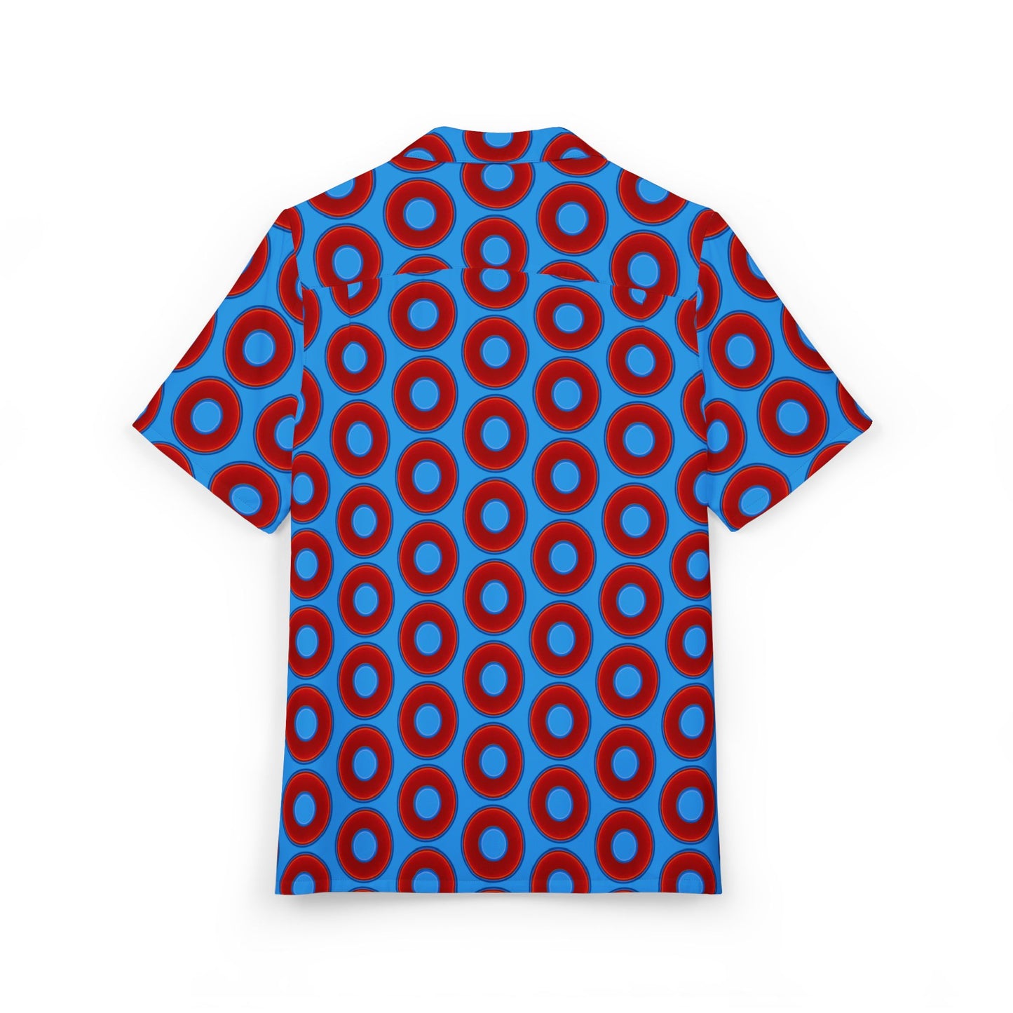 Wilson's 'Epic Hawaiian-Punch' Shirt - vivid red donut print w/sky royal blue background [unisex]