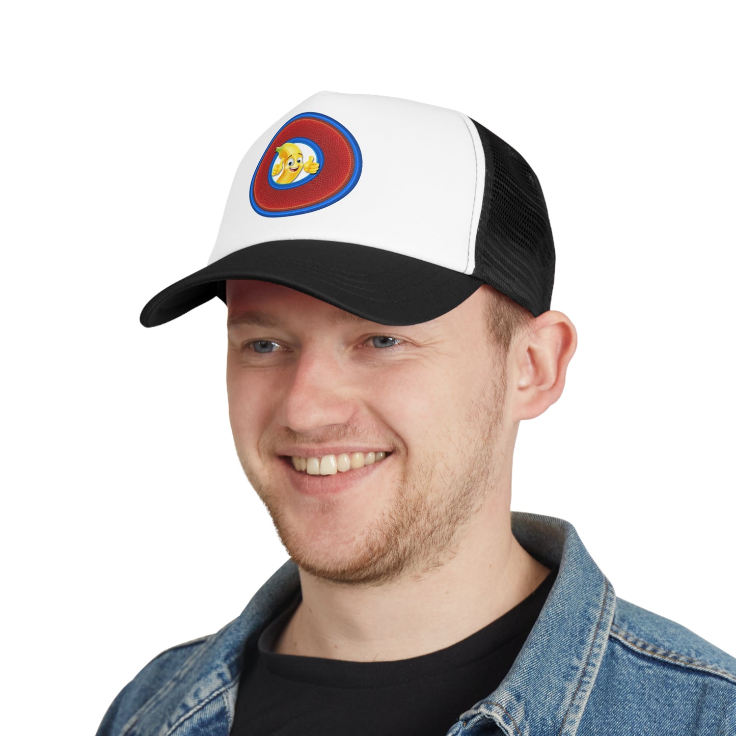 Lumpy Trucker Hat - "The Day that You Arrive" - variant 7 - red blue