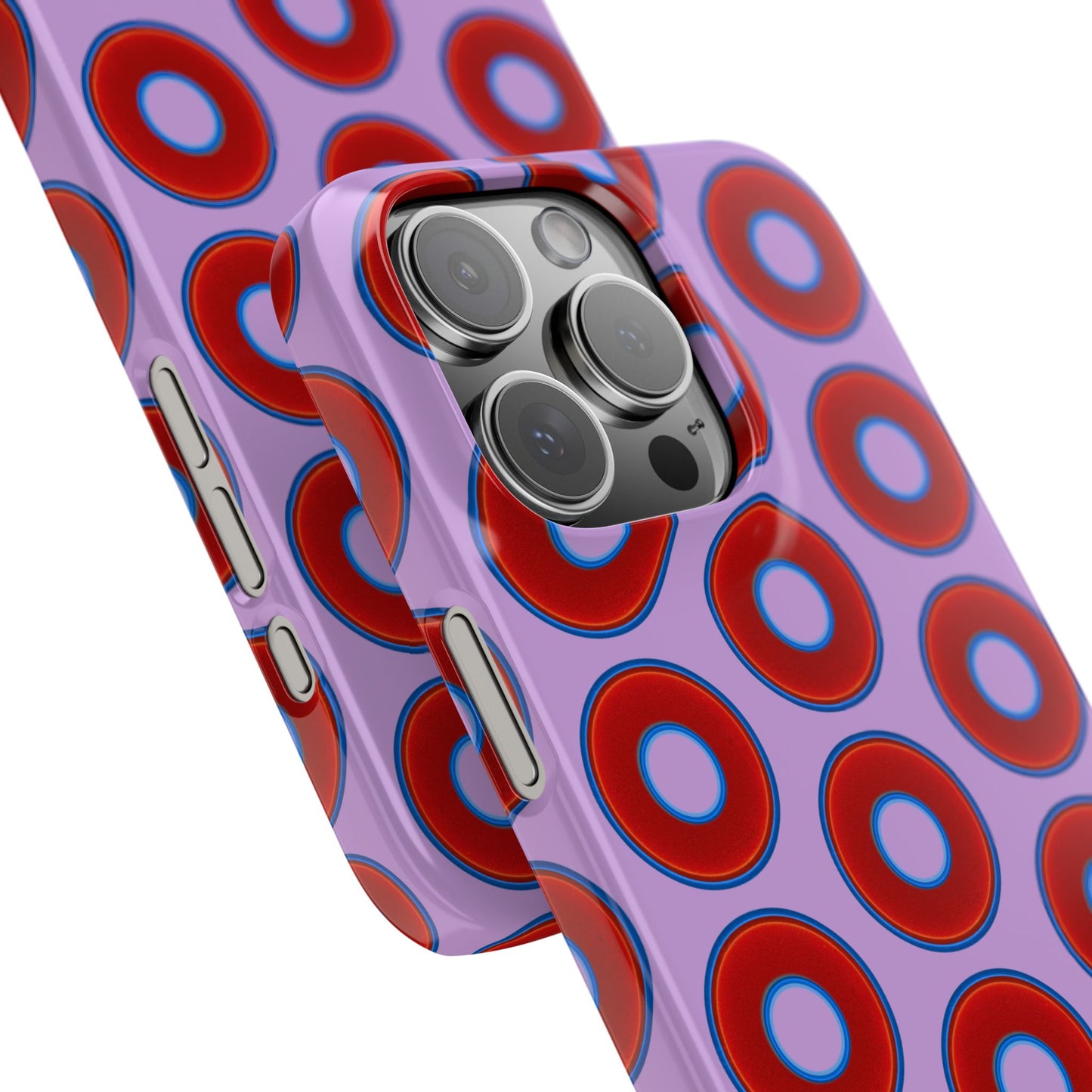 Lumpy Donut Snap Case - red vivid donut print w/wisteria purple background