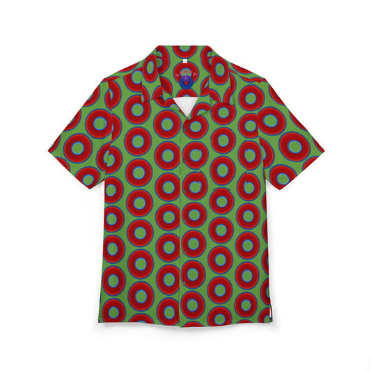 Wilson's 'Epic Hawaiian-Punch' Shirt - vivid red donut print w/light green background [unisex]