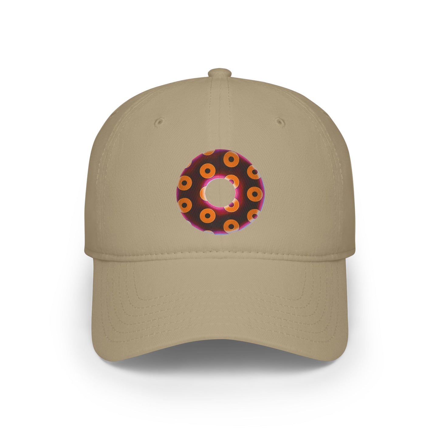 Lumpy Donut Baseball Cap - "Plain [Mary] Jane" - paradoxical dark magenta/orange blimpy donut w/