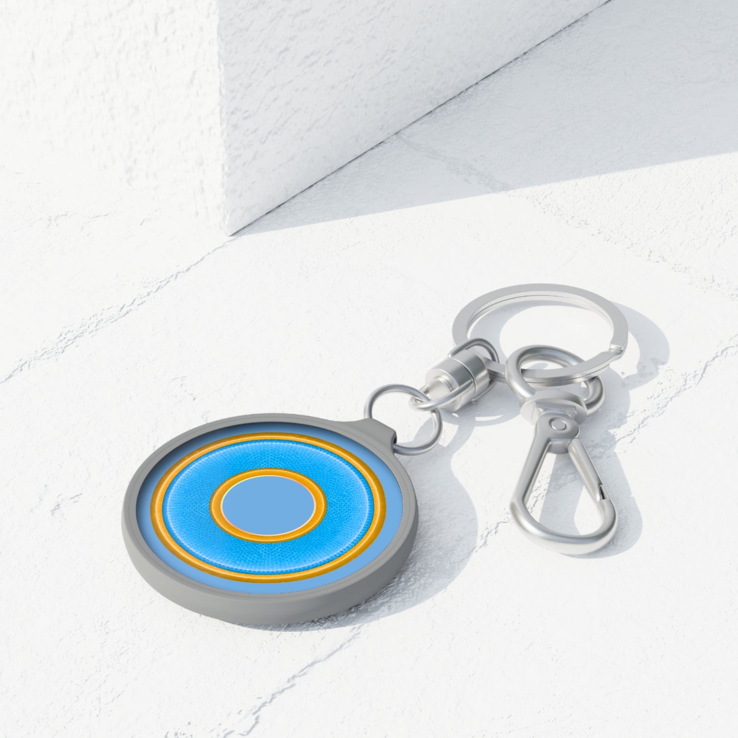 Lumpy Donut Keychain - "Plain Blue Donut" - series 1.0 - light blue rustic donut
