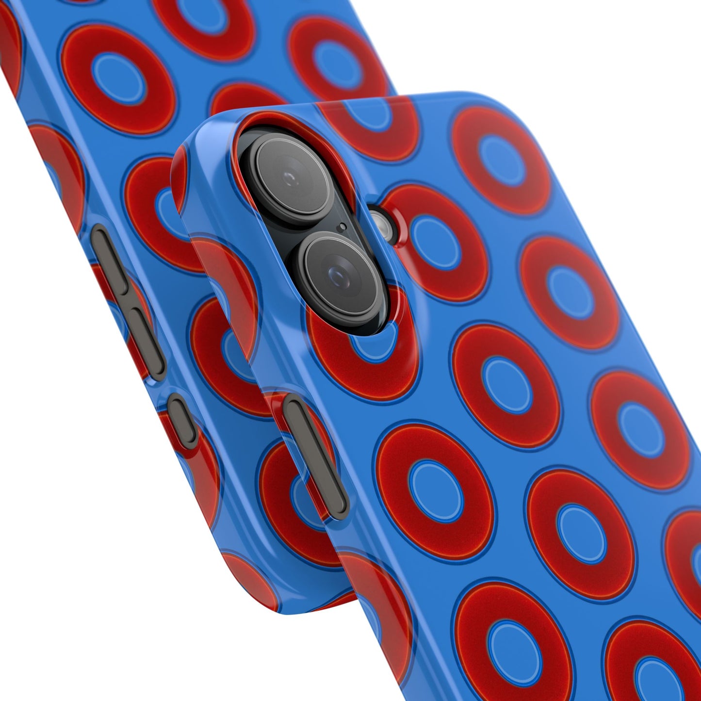 Lumpy Donut Snap Case - red vivid donut print w/light royal blue background