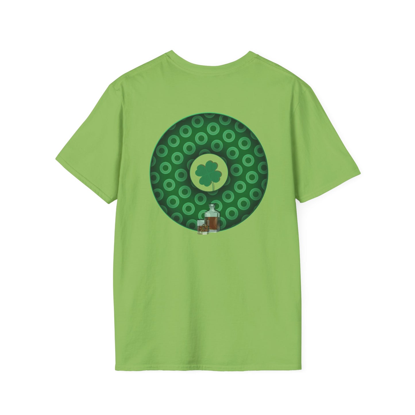 Classic Donut Tee - Unisex Soft-Style - "Patron Saint of Donuts" - St. Patrick's Day Donut - w/whiskey - holiday edition - variant 2