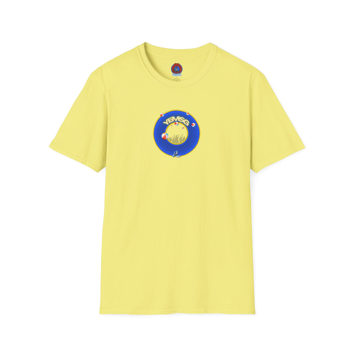 Donut Tee - Unisex Soft-Style - "The Donut's Secret Ingredient? MSG" - vivid blue/yellow donut - variant 2