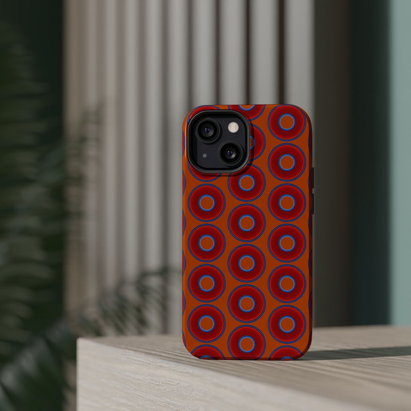 Magnetic Tough Donut Case - red vivid donut print w/dark orange background