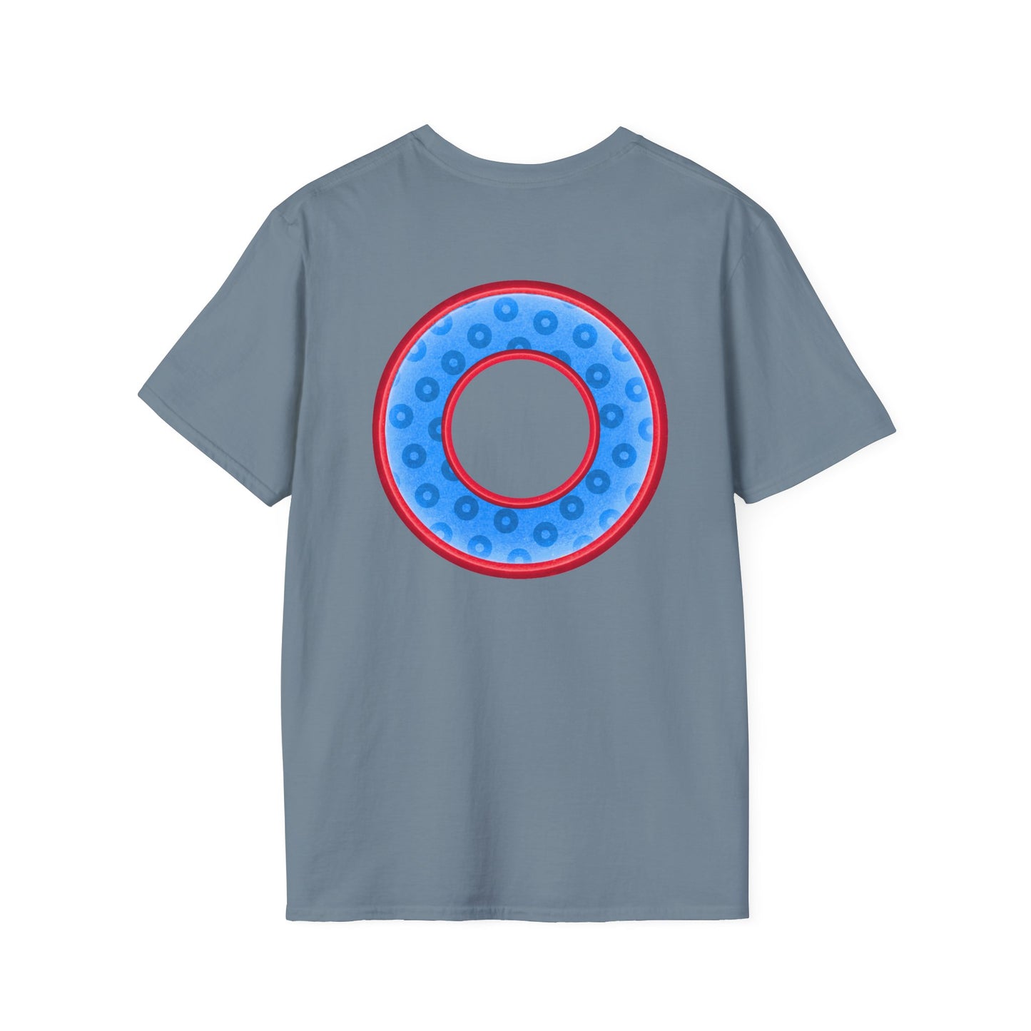 Plain Donuts/Unisex Soft-Style - "Plain Wide Mouthed Paradoxical Donuts" - light blue/red donuts