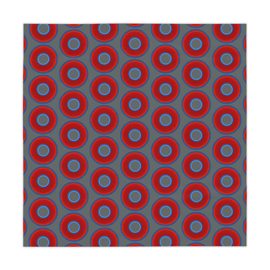 Lumpy Tablecloth - 55.1" x 55.1" - vivid red donuts w/dark gray background