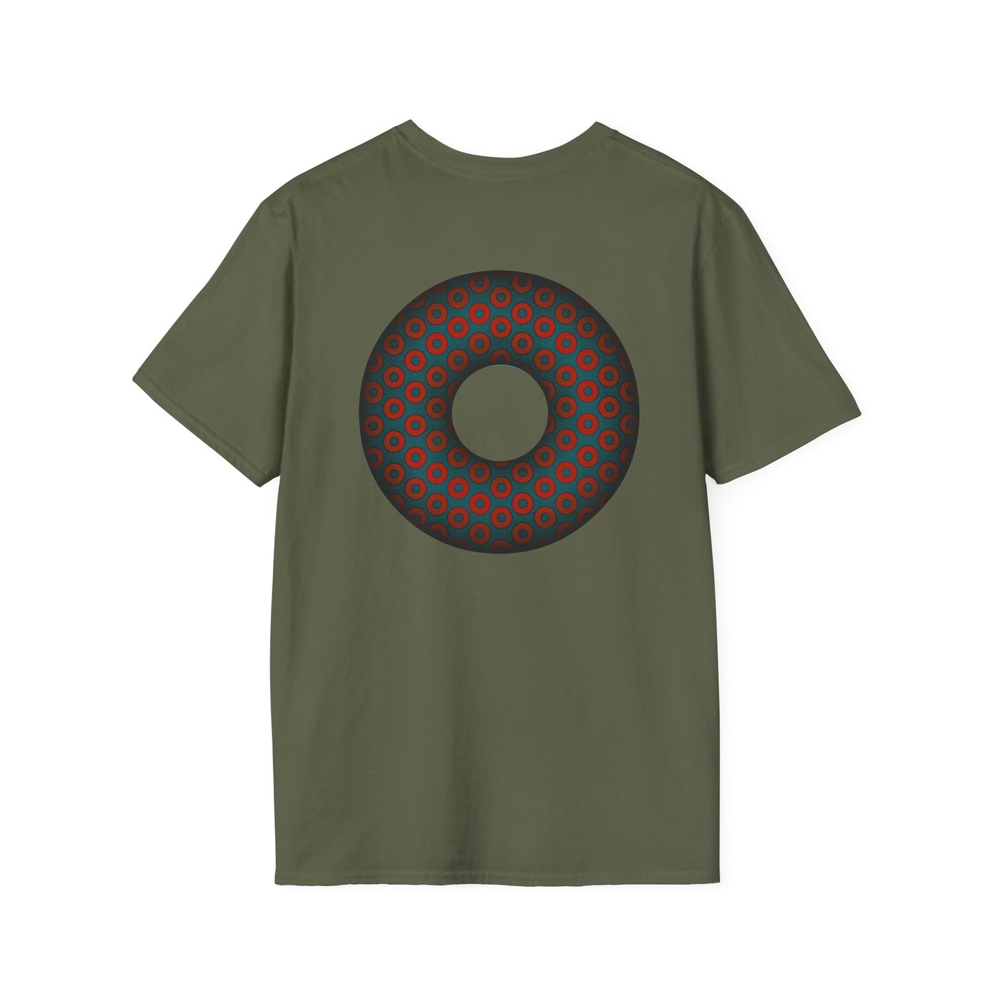 Plain Donuts/Unisex Soft-Style - "Plain Paradoxical Grided Donuts" - red/faded navy donuts