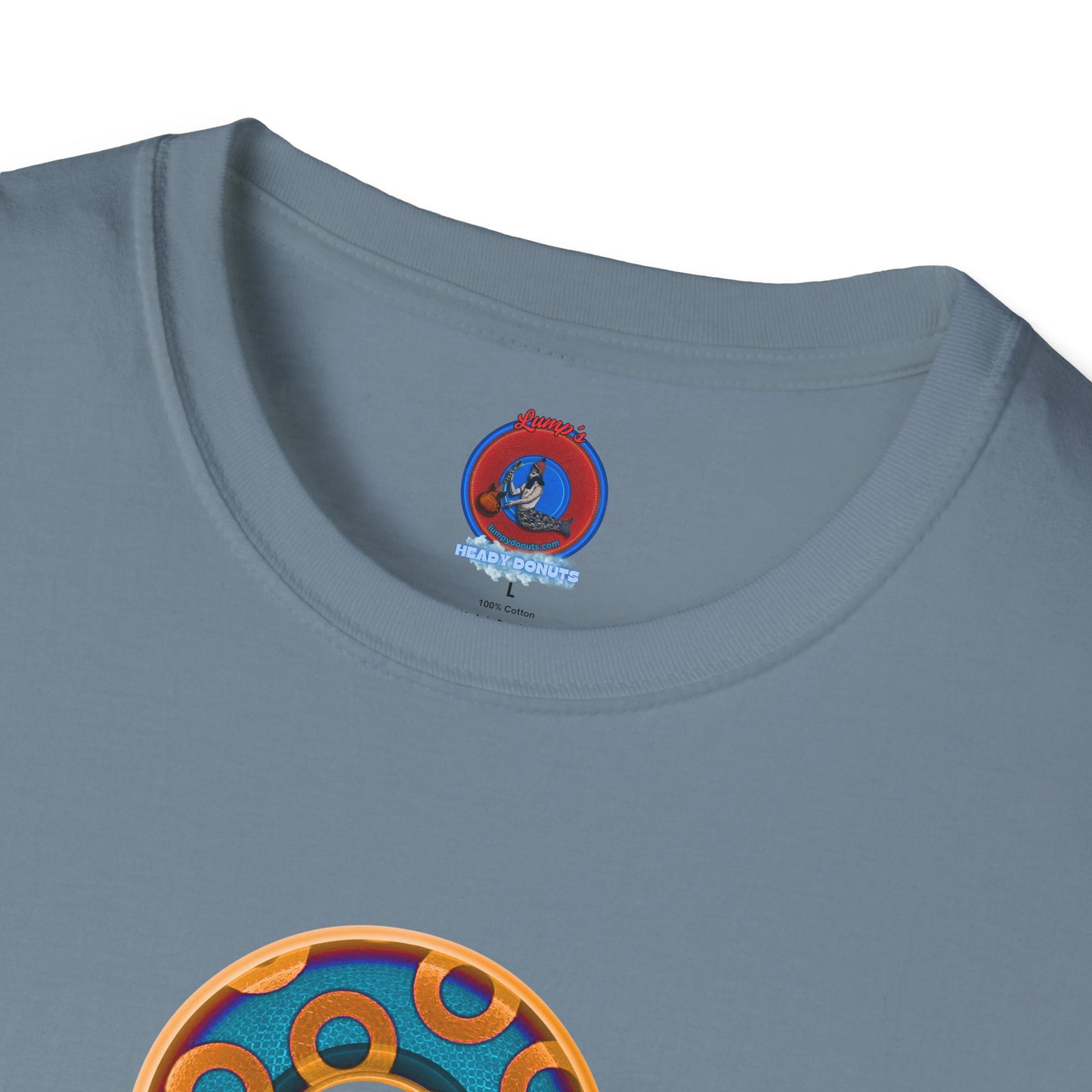 Plain Donuts/Unisex Soft-Style - "Plain Rustic Paradoxical Donuts" - light blue/orange donuts