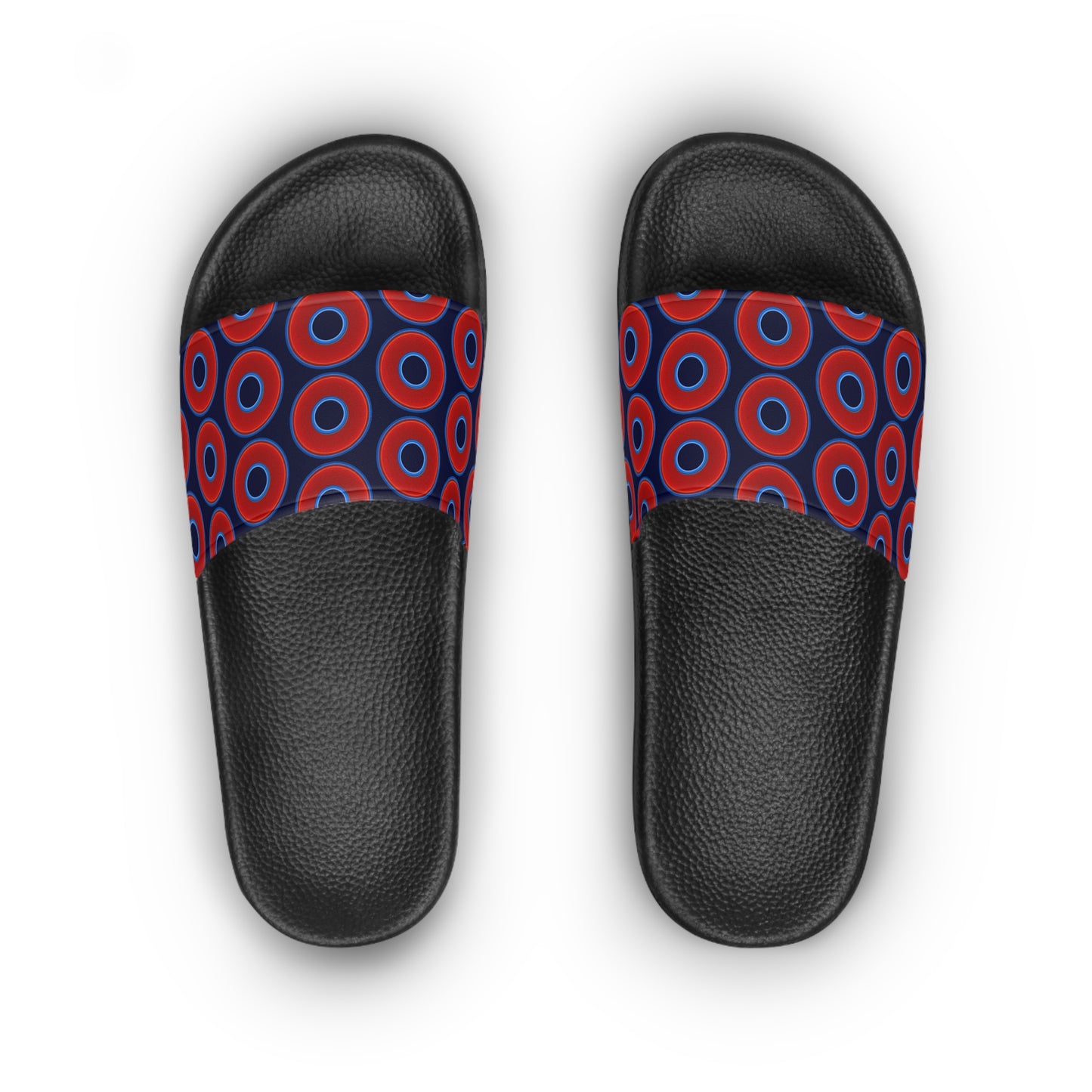 Lumpy Sandals - slip-ons - red vivid donuts w/dark navy blue background