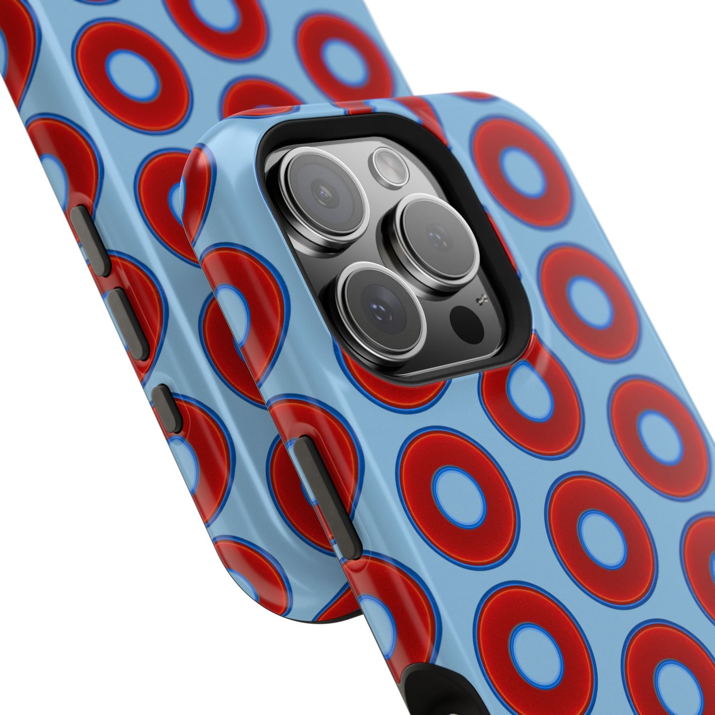Impact-Resistant Lumpy Donut Case - red vivid donut print w/sky blue background