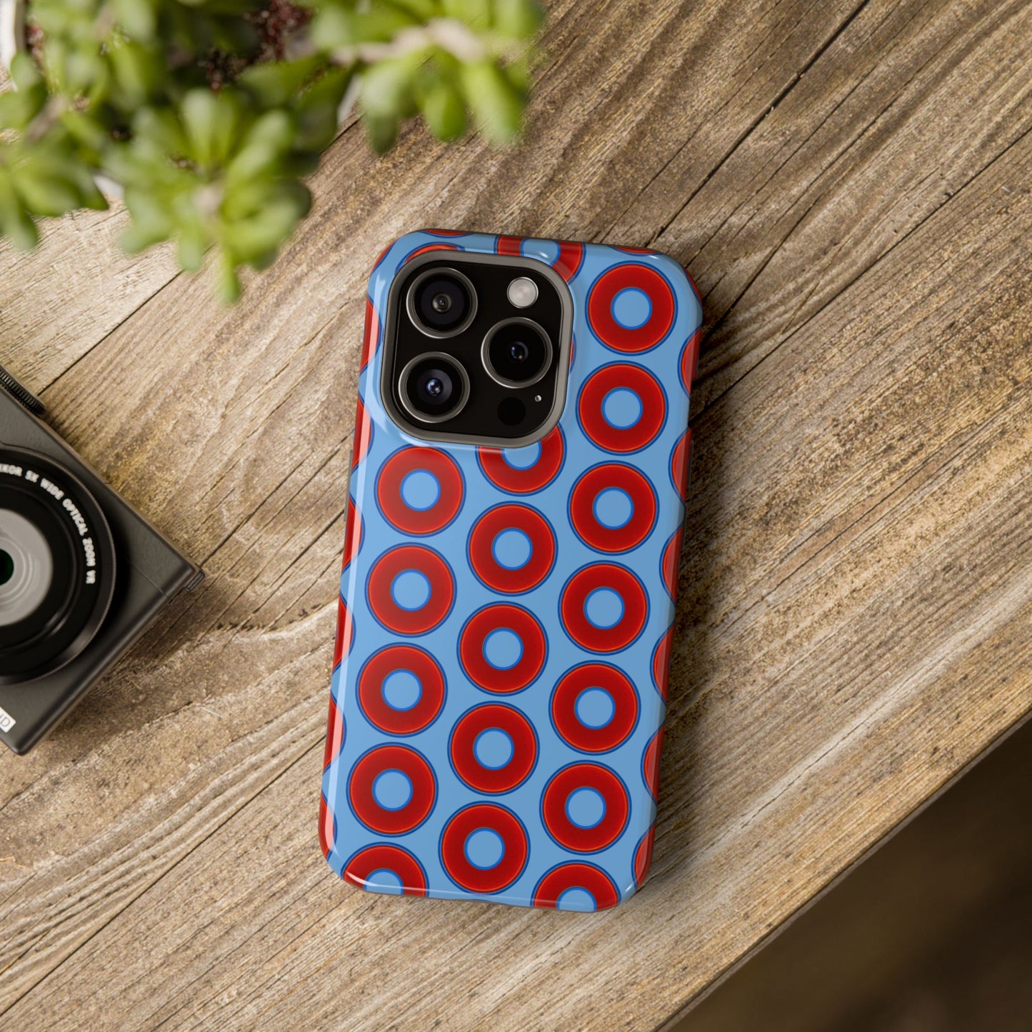 Magnetic Tough Donut Case - red vivid donut print w/light blue background