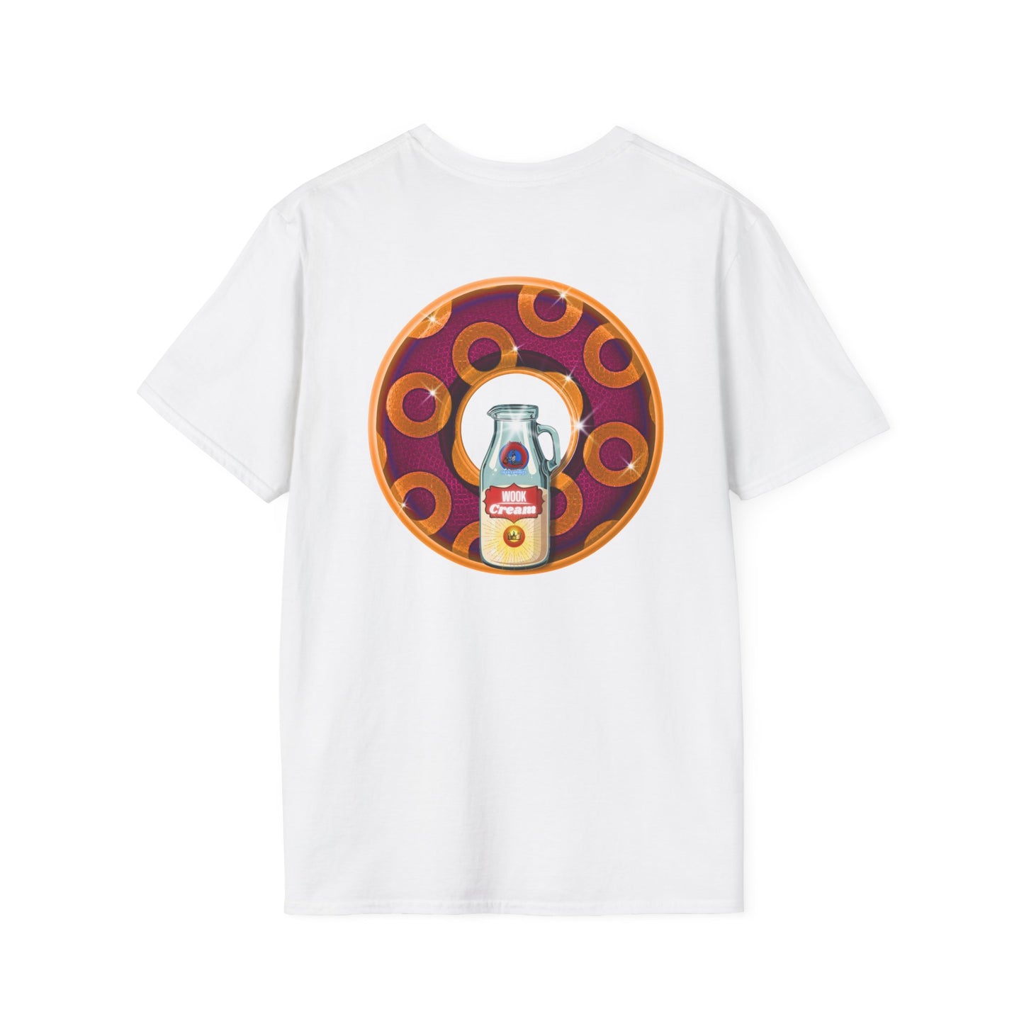 Classic Donut Tee - Unisex Soft-Style - "Princely Wooked Cream - YEMSG Donut " - burgundy/orange rustic paradox donut - variant 1