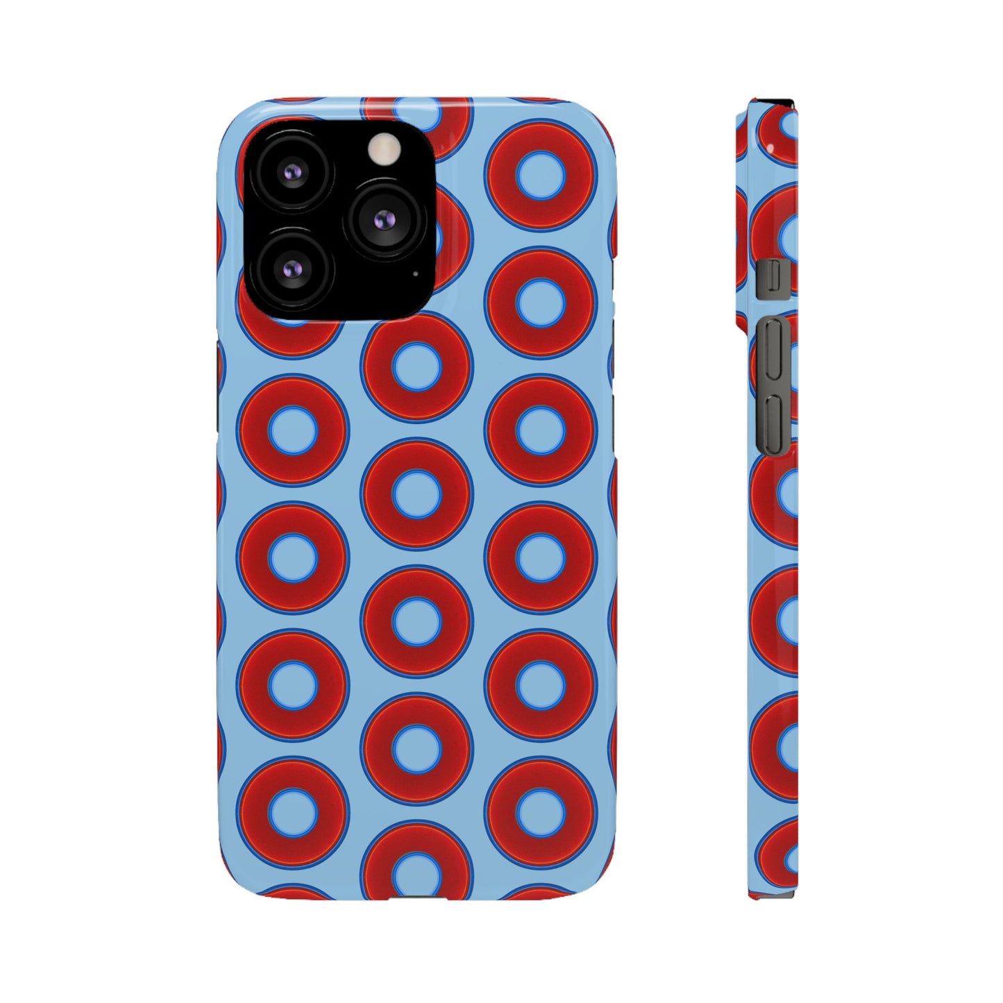 Lumpy Donut Snap Case - red vivid donut print w/sky blue background