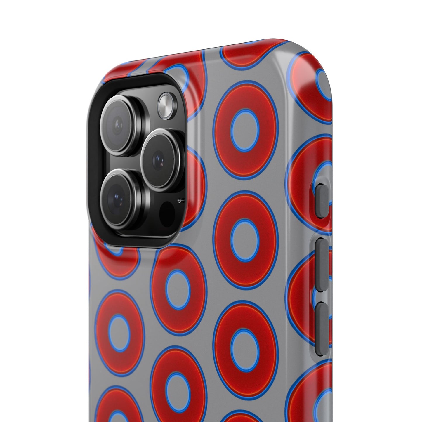 Impact-Resistant Lumpy Donut Case - red vivid donut print w/gray background