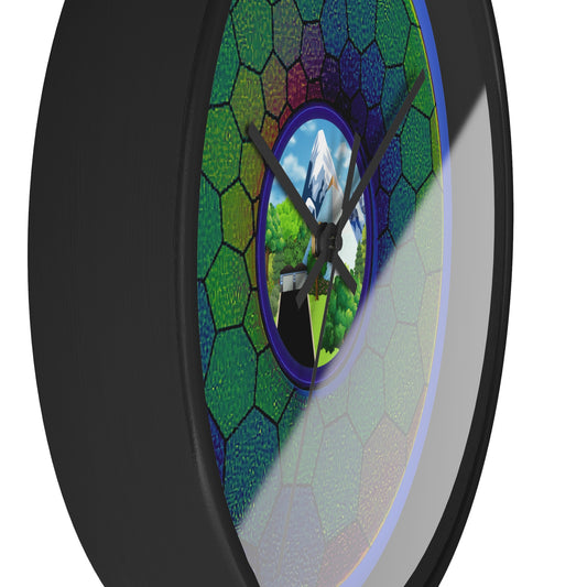 Lumpy Wall Clock - "Mansions of South Park" - variant 2 - green hexadonut w/royal blue background
