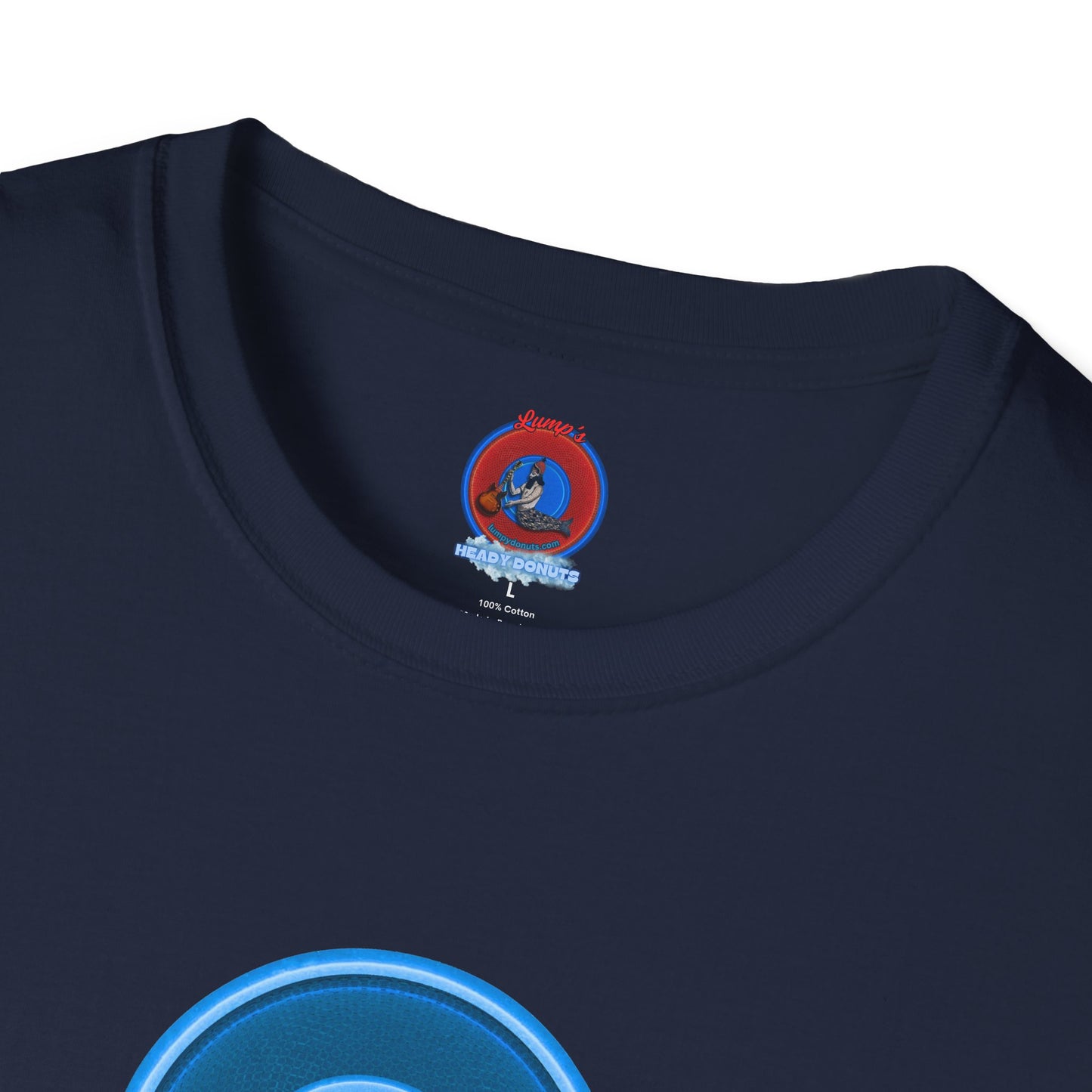 Classic Donut Tee - Unisex Soft-Style - "The Story of the Donut - a Ghostly Good Time" - variant 2 - blue/light blue rustic donut