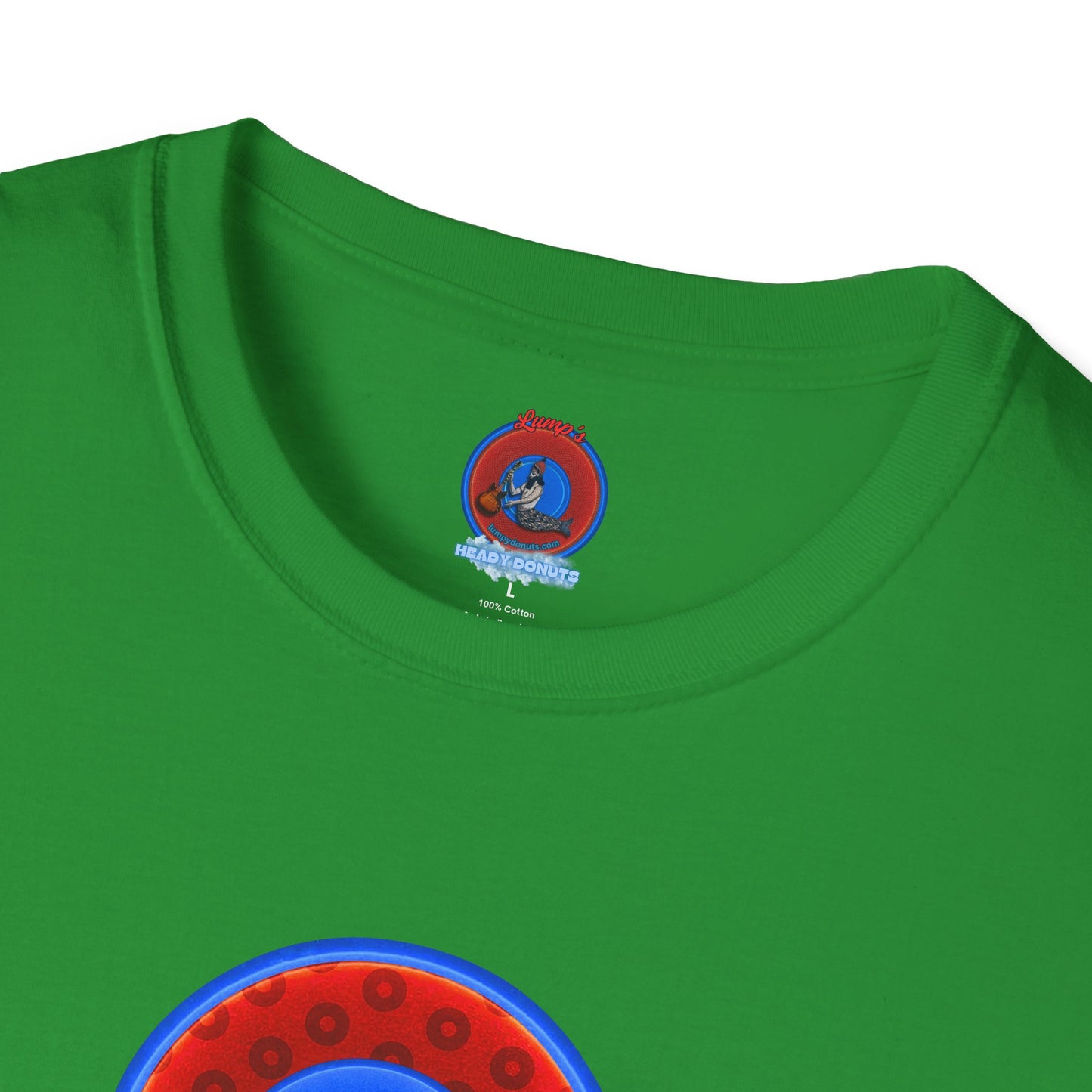 Classic Donut Tee - Unisex Soft-Style - "Read the F'ing Donut Book" - paradoxical widemouthed red/blue donut - variant 2