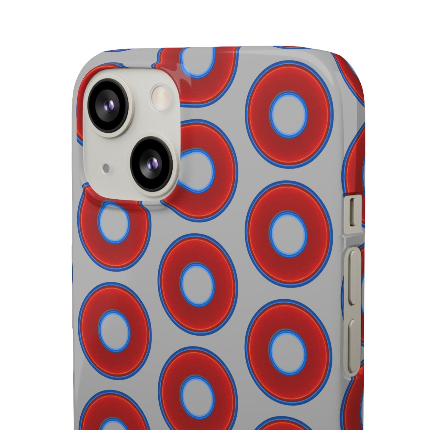 Lumpy Donut Snap Case - red vivid donut print w/light gray background