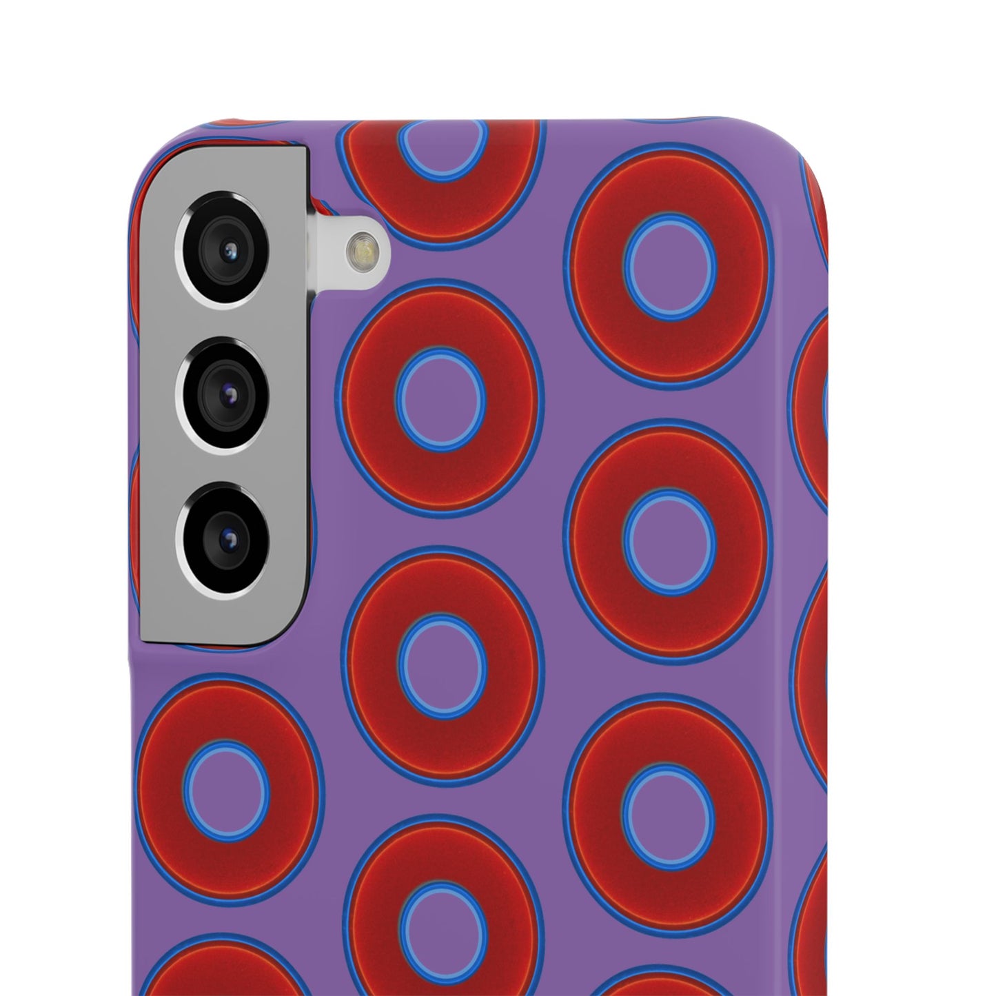 Lumpy Donut Snap Case - red vivid donut print w/light purple background