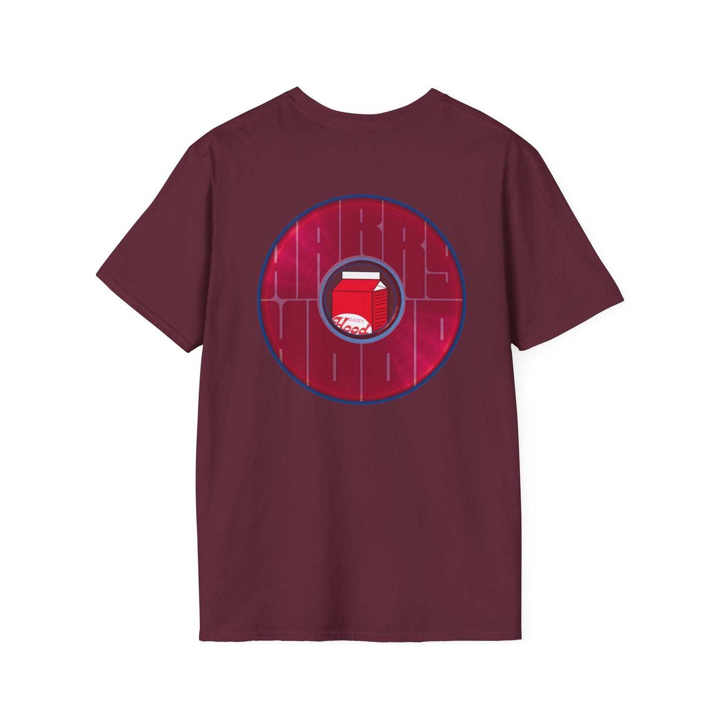 Classic Donut Tee - Unisex Soft-Style - "Harry Left His Shirt" - series 1.0  - variant 3 - red/magenta donut - w/milk