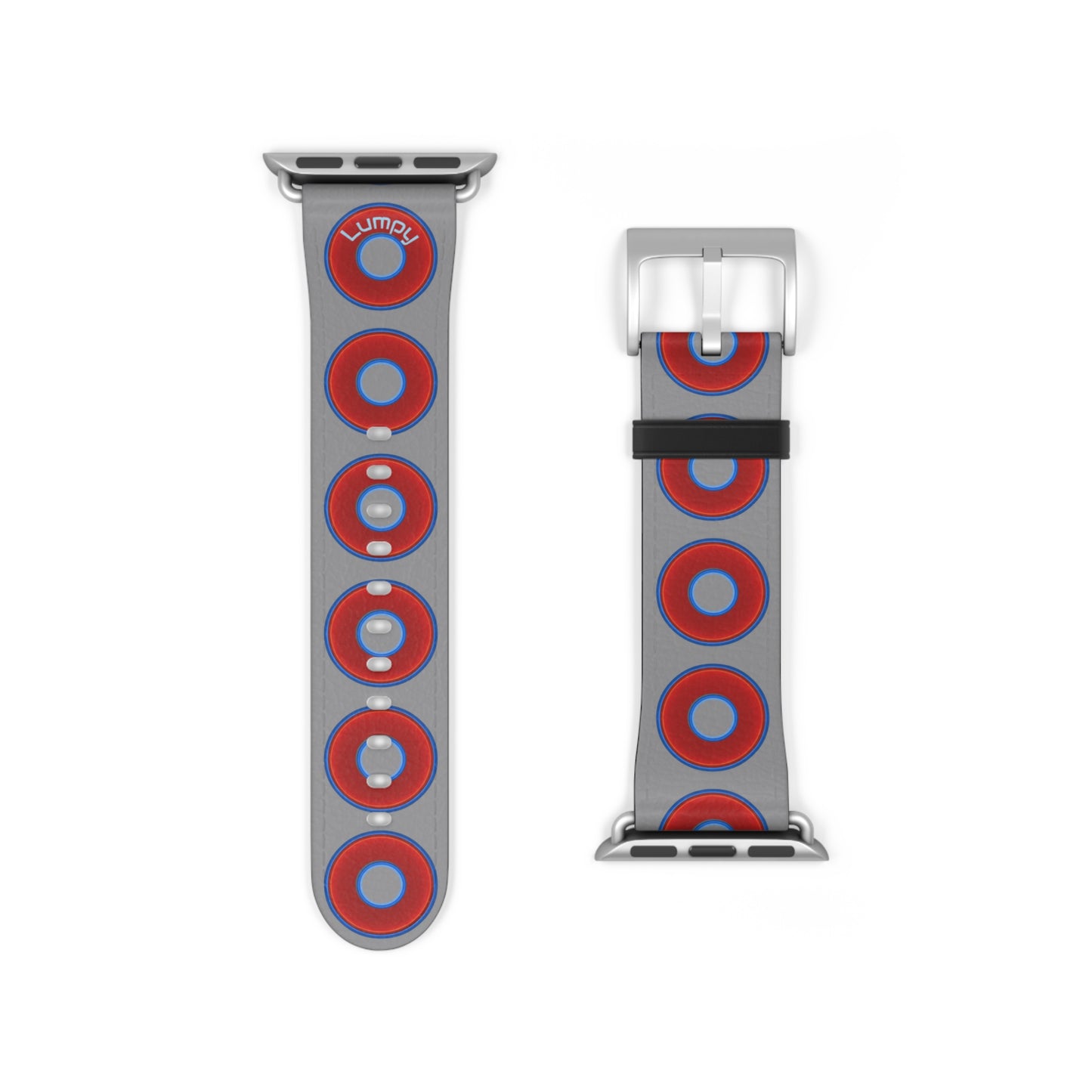 Lumpy Donut Wristband - compatible w/apple watch - red vivid donuts w/gray background