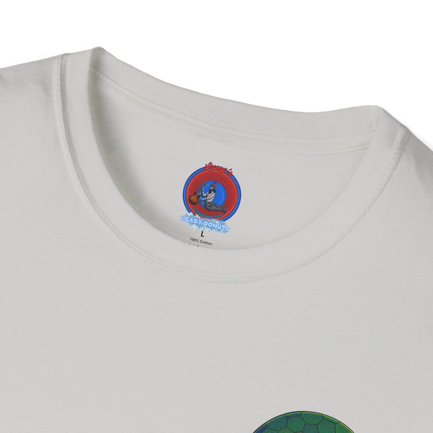 Classic Donut Tee - Unisex Soft-Style - "Limestone Donuts so Large" - variant 8 - green hexadonut w/garage