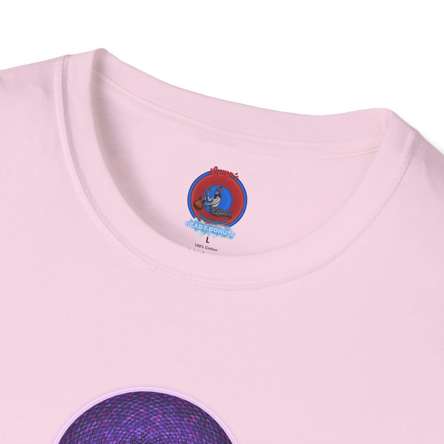 Classic Donut Tee - Unisex Soft-Style - "Plain Pixilated Donut' - purple/light purple pixilated afterglow donut