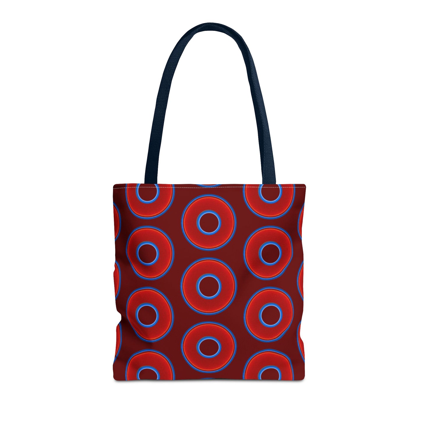 Lumpy Beach/Tote Bag - red vivid donuts w/dark red background