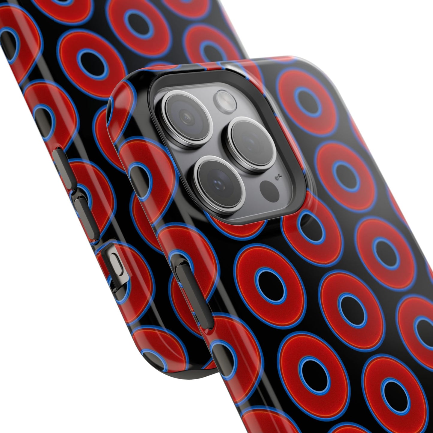Magnetic Tough Donut Case - red vivid donut print w/black background