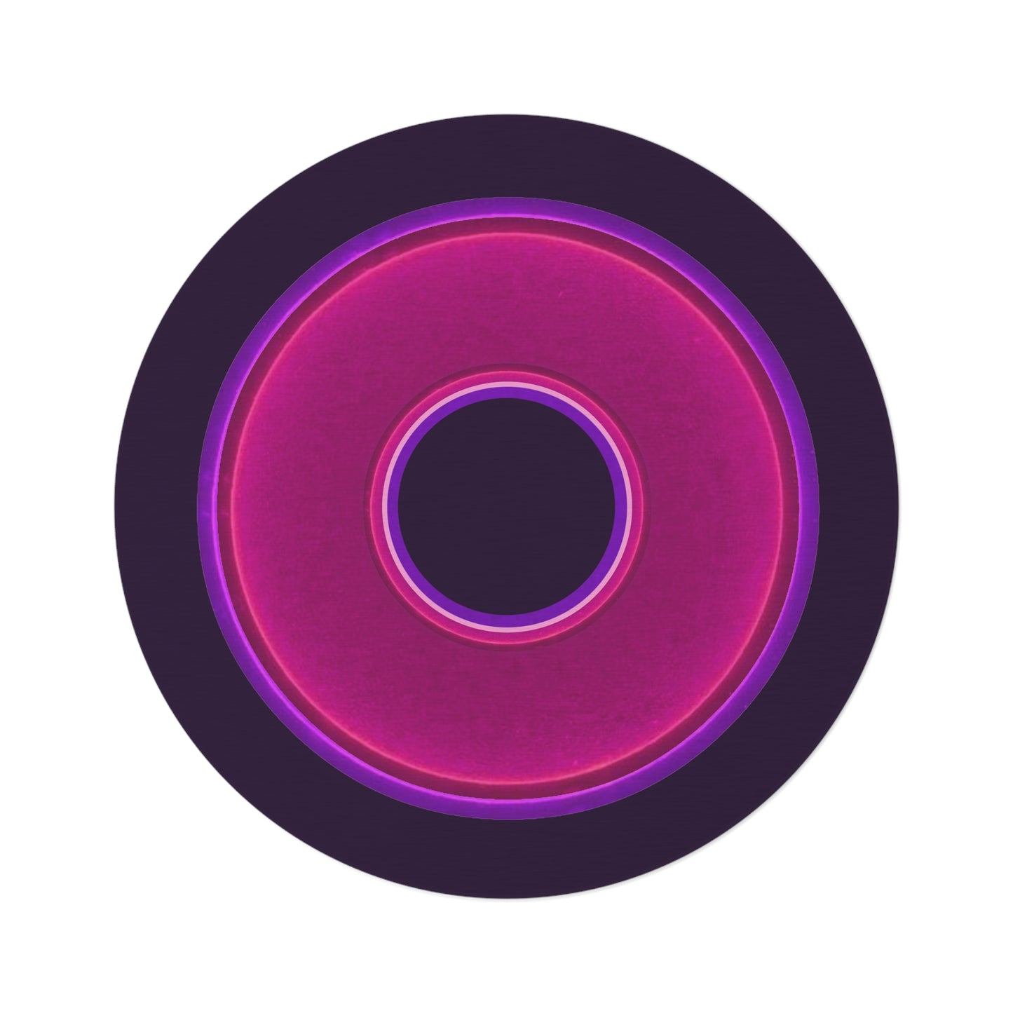 Round Room - 5 ft x 5 ft Lumpy Donut Rug - "Plain Donut" - vivid magenta donut w/midnight purple background