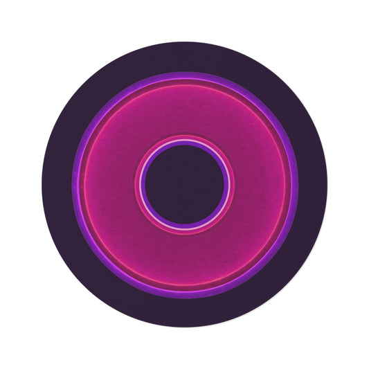 Round Room - 5 ft x 5 ft Lumpy Donut Rug - "Plain Donut" - vivid magenta donut w/midnight purple background