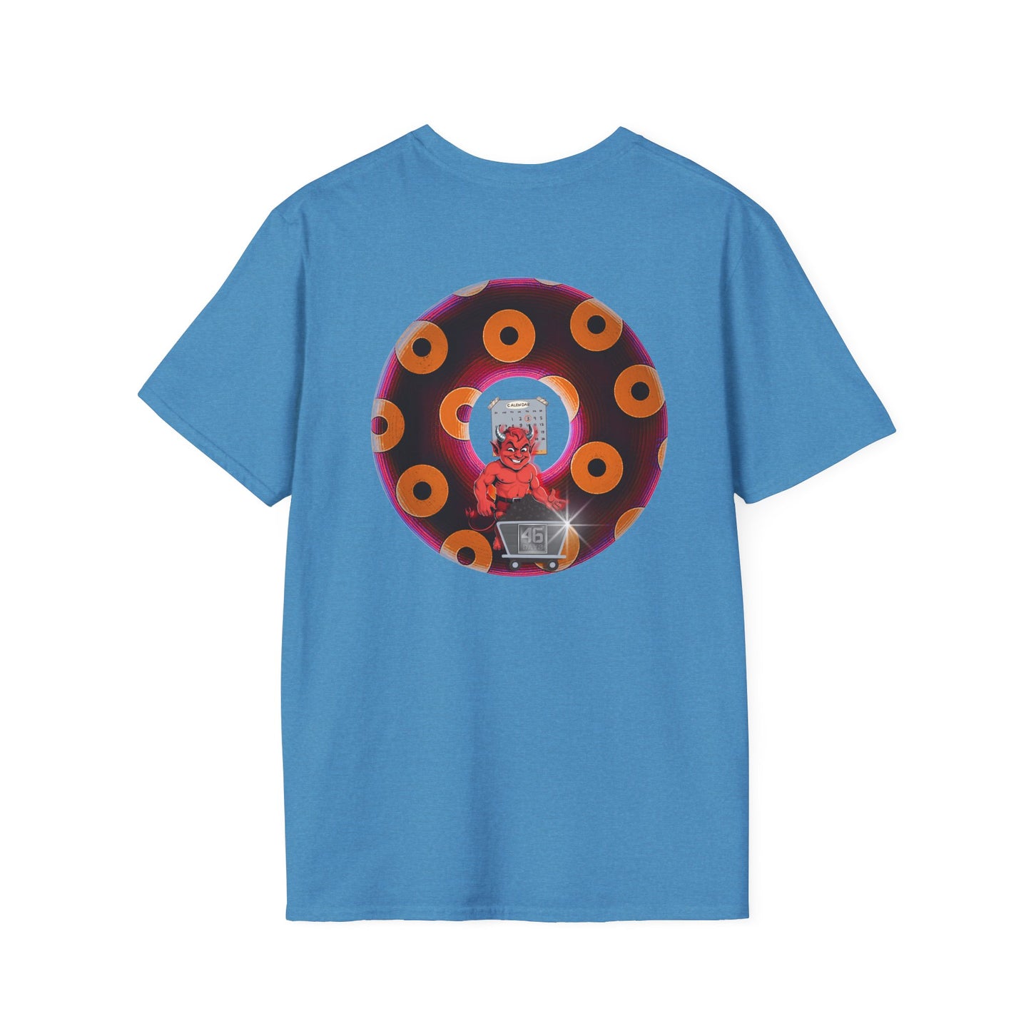 Classic Donut Tee - Unisex Soft-Style - "Every 46th Day Tee Shirt" - paradoxical dark magenta/orange donut