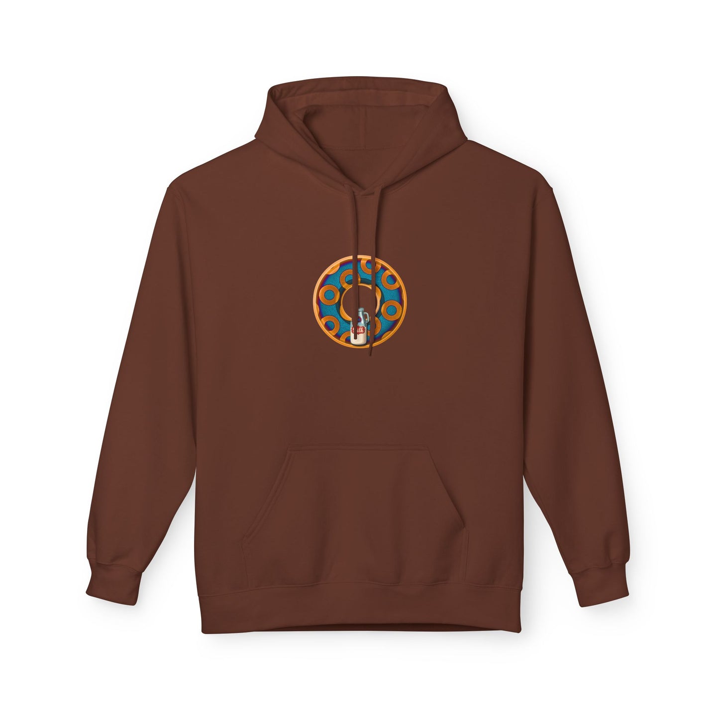 Fleece Harry Hoodies [Midweight Soft-style] - "Wooked Cream Dairy - YEMSG Donut" - blue/orange rustic paradox donut - variant 4
