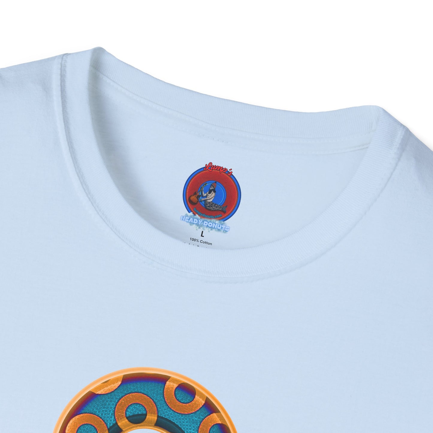 Plain Donuts/Unisex Soft-Style - "Plain Rustic Paradoxical Donuts" - light blue/orange donuts