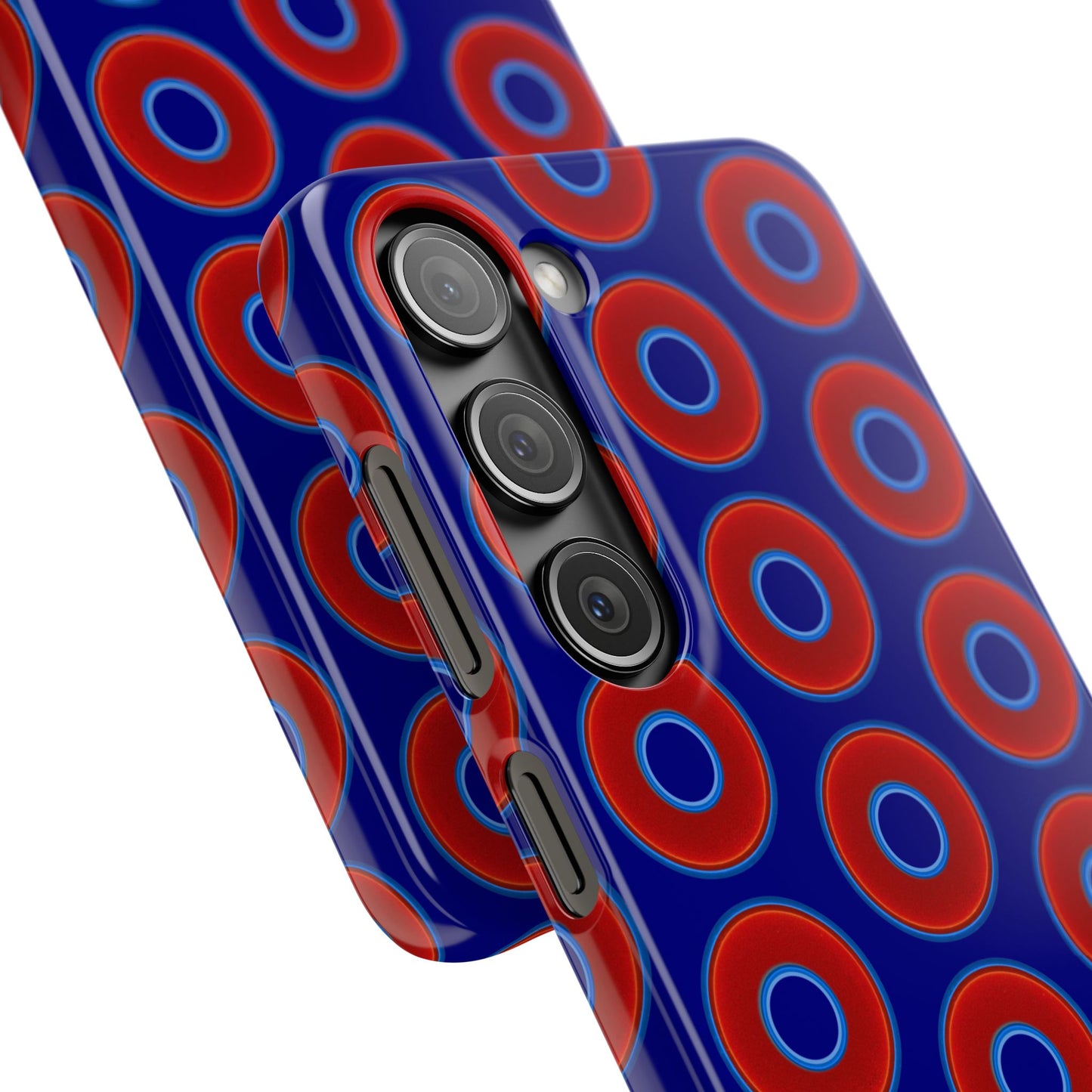 Lumpy Donut Snap Case - red vivid donut print w/vivid navy blue background