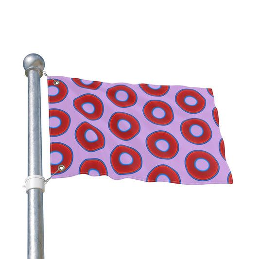 Lumpy Flagpole Sitters - Donut Flags [12" x 18"] - red vivid donut print w/wisteria purple background