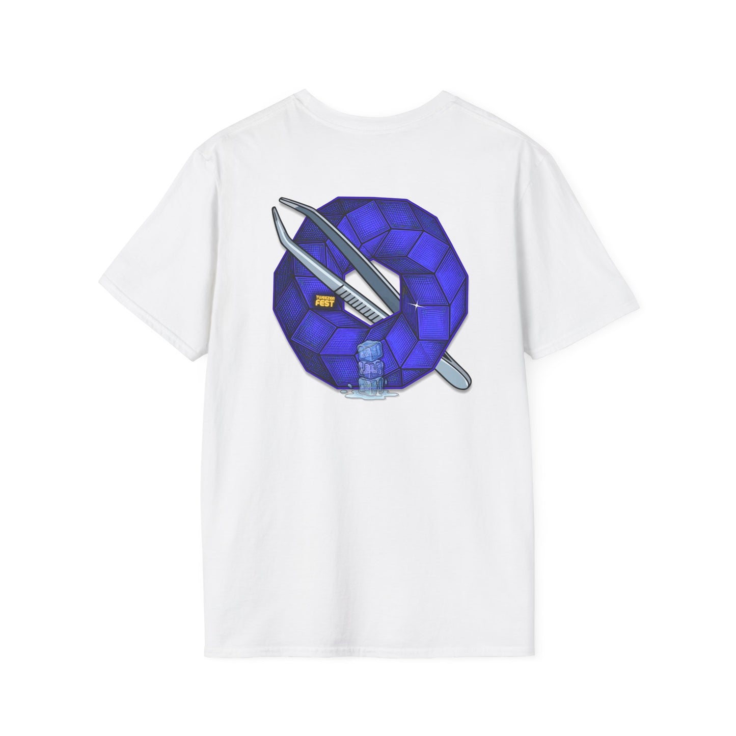 Classic Donut Tee - Unisex Soft-Style - "The Teasing Donut" - rustic dark royal blue cubed donut
