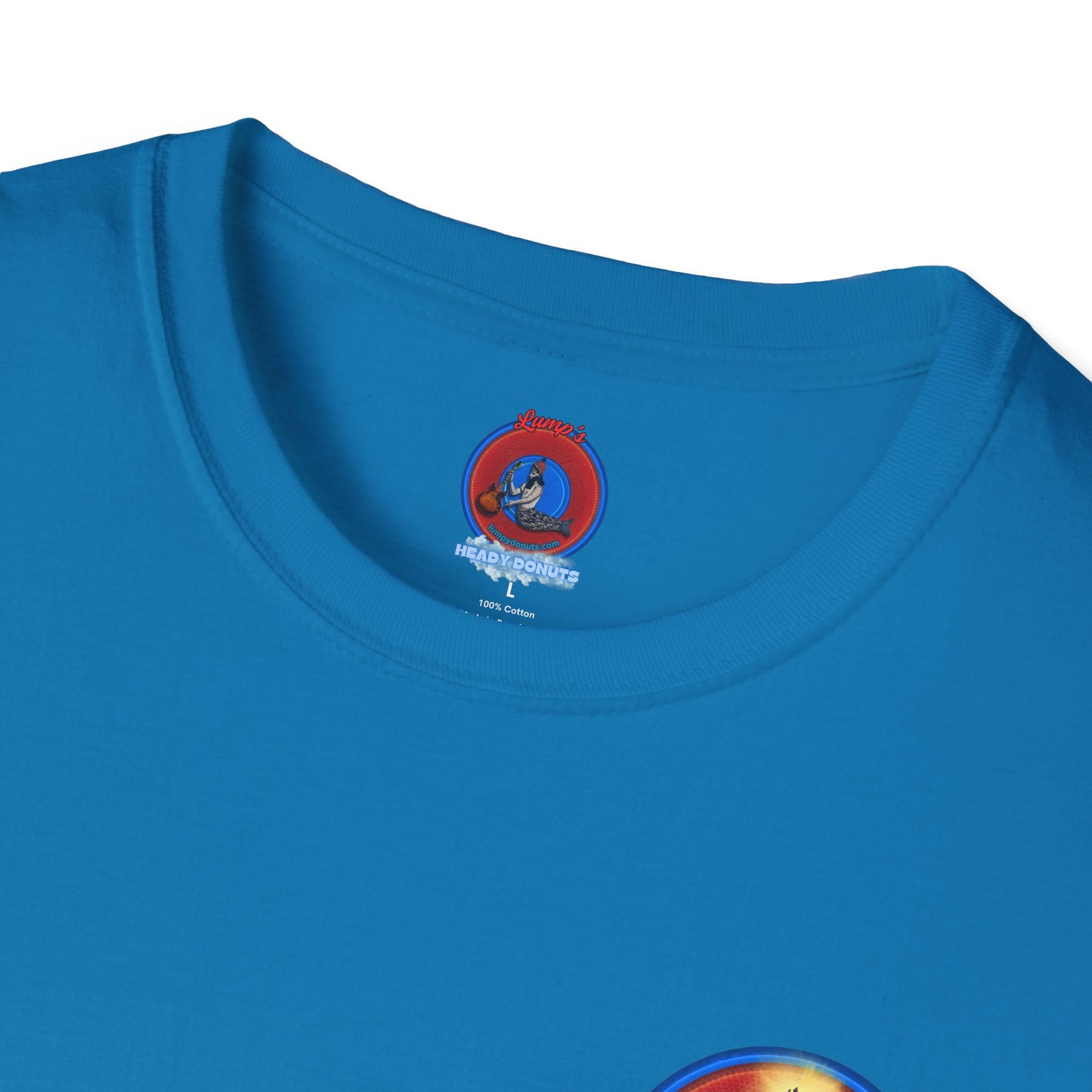 Classic Donut Tee - Unisex Soft-Style - "It's Always Phishmas in Philly" - rustic red/blue donut
