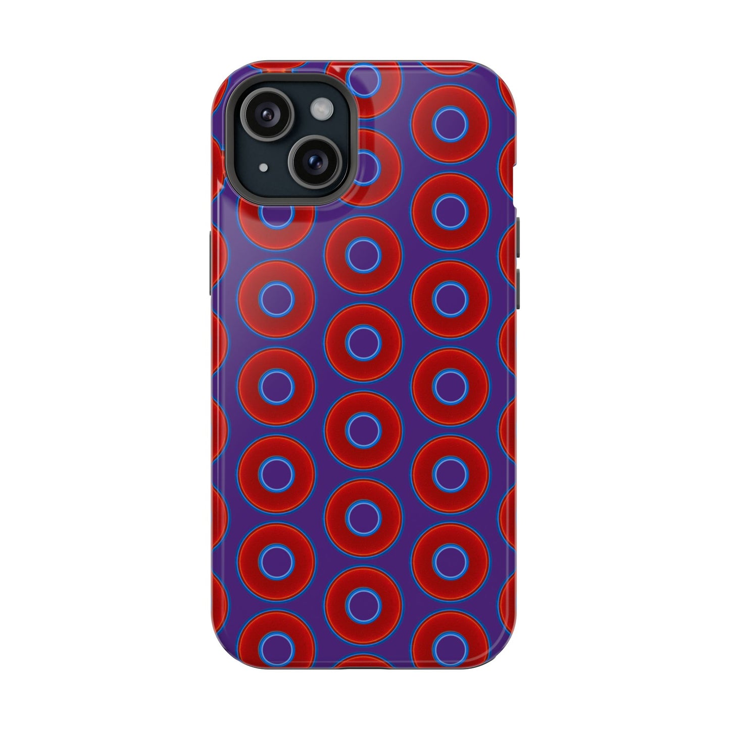 Magnetic Tough Donut Case - red vivid donut print w/purple background