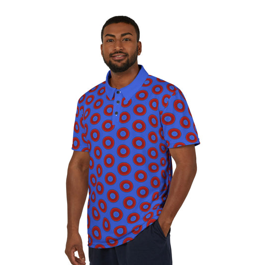 AOP Donut Polo - vivid donut print w/royal blue background [unisex]